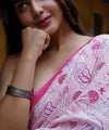 Elegant Printed Premium Linen Cotton Saree - Pink | Daily Wear & Festive Wear