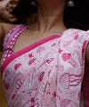 Elegant Printed Premium Linen Cotton Saree - Pink | Daily Wear & Festive Wear