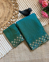 Emerald Green Space Silk Jarkan Work Saree for Wedding & Party | RD TAMANAH