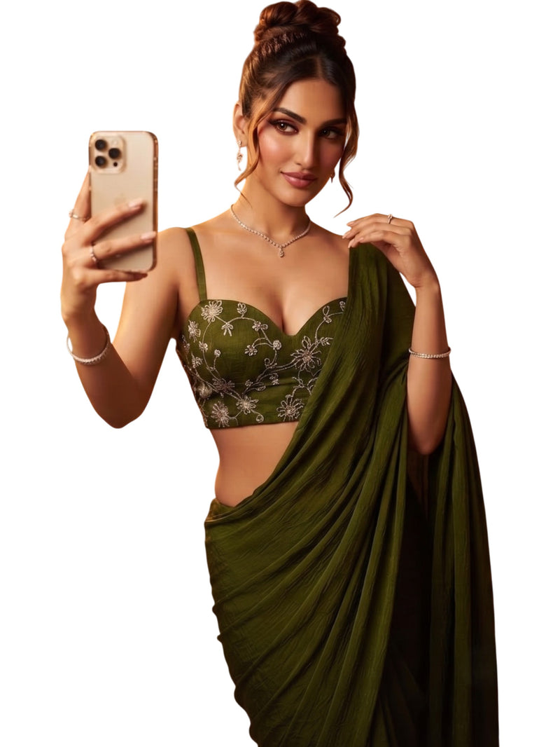 Forest Green Bollywood Designer Saree | Party & Festive Wear