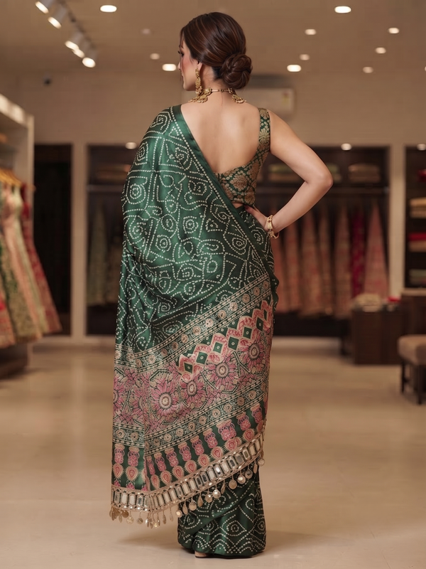 Forest Green Trending Designer Saree | Party & Festive Wear