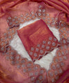 Gajri Pink Satin Saree with Zari Weaving & Siroski Border | RD TANISHKA
