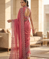 Gajri Pink Satin Saree with Zari Weaving & Siroski Border | RD TANISHKA