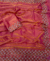 Gajri Pink Satin Saree with Zari Weaving & Siroski Border | RD TANISHKA