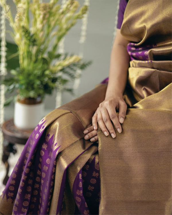 Gold Banarasi Silk Saree | Traditional Wedding Wear