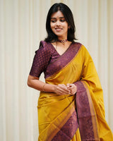 Gold Jacquard Silk Saree | Wedding & Festive Wear