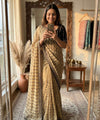 Gold Mirror Work Saree with Floral Embroidery Border | RD HEMANI