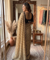 Gold Mirror Work Saree with Floral Embroidery Border | RD HEMANI