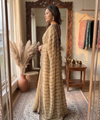 Gold Mirror Work Saree with Floral Embroidery Border | RD HEMANI