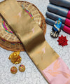 Gold Pink Kanjivaram Silk Saree | Wedding & Festive Wear