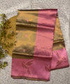 Gold Pink Kanjivaram Silk Saree | Wedding & Festive Wear
