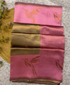 Gold Pink Kanjivaram Silk Saree | Wedding & Festive Wear