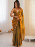 Gold Space Silk Sequin Embroidery Saree for Party Wear | RD KAVYA