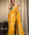 Gold Yellow Jacquard Silk Saree | Rich Zari Border Saree