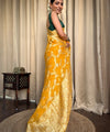 Gold Yellow Jacquard Silk Saree | Rich Zari Border Saree