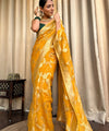 Gold Yellow Jacquard Silk Saree | Rich Zari Border Saree