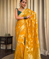 Gold Yellow Jacquard Silk Saree | Rich Zari Border Saree