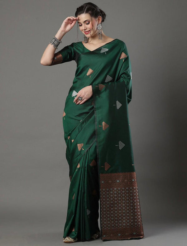 Green Banarasi Silk Saree | Bridal & Festive Wear