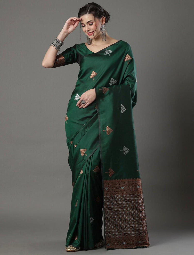 Green Banarasi Silk Saree | Bridal & Festive Wear