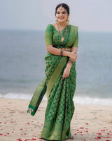 Green Banarasi Silk Saree | Bridal & Festive Wear