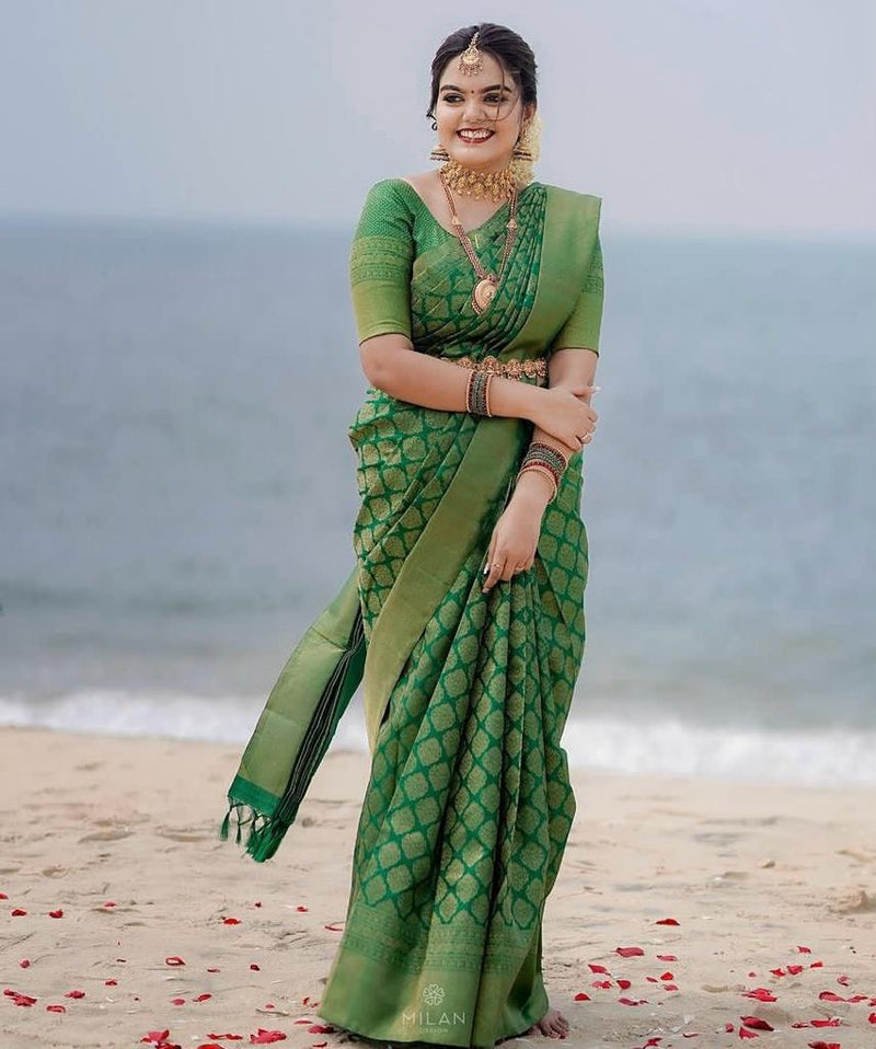 Green Banarasi Silk Saree | Bridal & Festive Wear