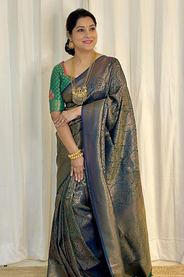 Green Banarasi Silk Saree | Bridal & Festive Wear
