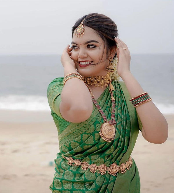 Green Banarasi Silk Saree | Bridal & Festive Wear