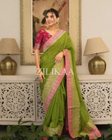 Green Banarasi Silk Saree | Ethnic Wear for Women