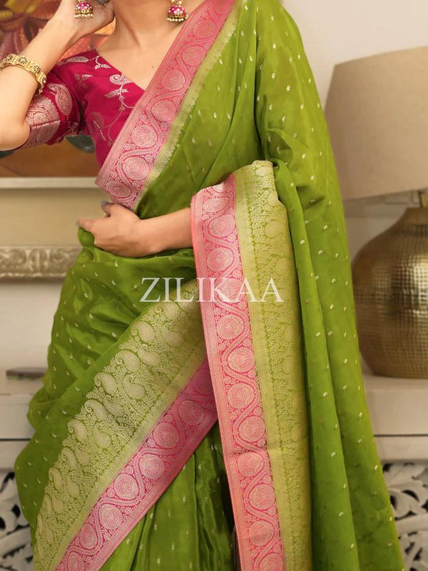 Green Banarasi Silk Saree | Ethnic Wear for Women