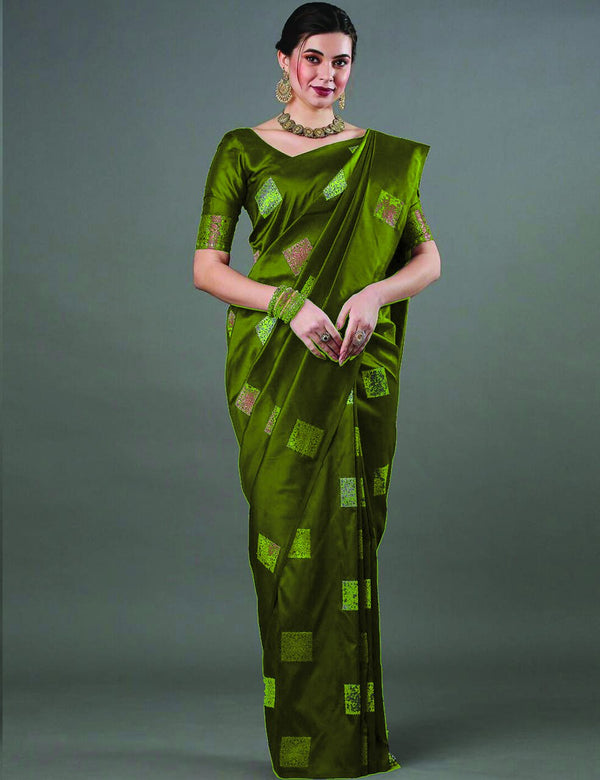 Green Banarasi Silk Saree | Festival & Ceremony Wear