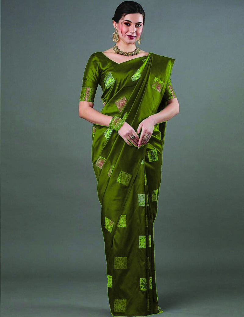 Green Banarasi Silk Saree | Festival & Ceremony Wear