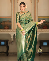 Green Banarasi Silk Saree | Festival & Ceremony Wear