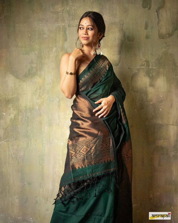 Green Banarasi Silk Saree | Festive & Party Wear detail view