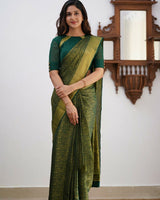 Green Banarasi Silk Saree | Festive & Party Wear