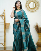 Green Banarasi Silk Saree | Festive & Party Wear