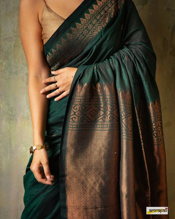 Green Banarasi Silk Saree | Festive & Party Wear