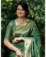 Green Banarasi Silk Saree | Traditional Wedding Wear
