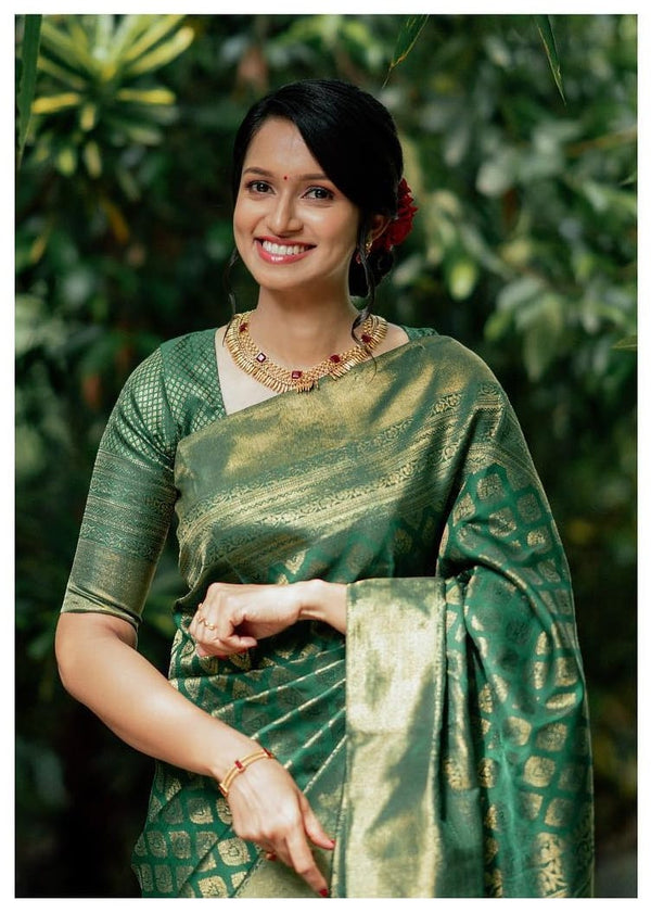 Green Banarasi Silk Saree | Traditional Wedding Wear