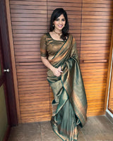 Green Banarasi Silk Saree | Traditional Wedding Wear