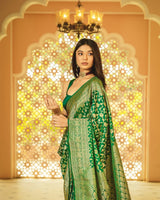 Green Banarasi Silk Saree | Traditional Zari Weave