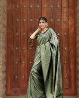 Green Banarasi Silk Saree | Traditional Zari Weave