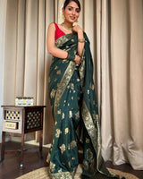 Green Banarasi Silk Saree | Wedding & Festive Wear