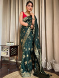 Green Banarasi Silk Saree | Wedding & Festive Wear
