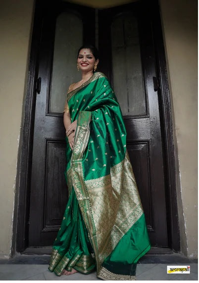Green Banarasi Silk Saree | Wedding & Festive Wear