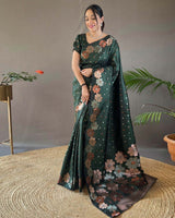 Green Banarasi Silk Saree | Wedding & Festive Wear