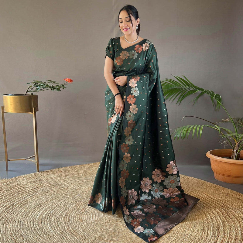 Green Banarasi Silk Saree | Wedding & Festive Wear