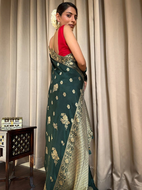 Green Banarasi Silk Saree | Wedding & Festive Wear