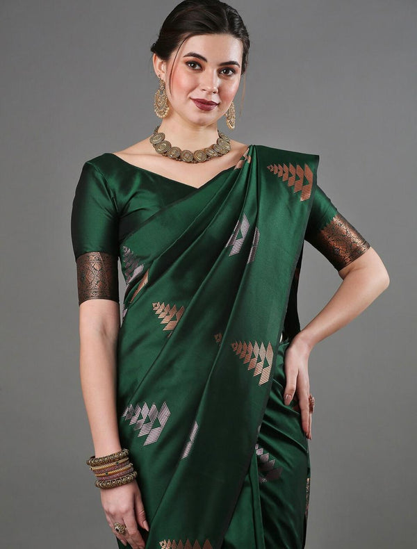 Green Banarasi Silk Saree | Wedding & Festive Wear