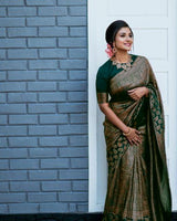 Green Banarasi Silk Saree | Wedding & Reception Wear