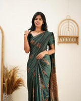 Green Banarasi Silk Saree | Wedding & Reception Wear